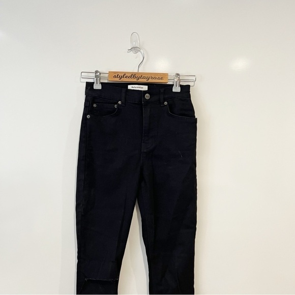 REFORMATION Jeans Faded Black Destroyed High Waist Rise Skinny Jean - Picture 11 of 11